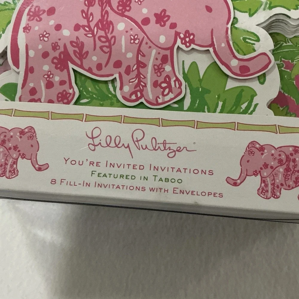 Vintage Lilly Pulitzer TABOO Pink Elephant Invitations Party Animals Rare (13)
